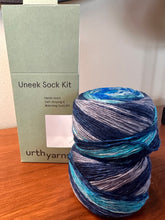 Uneek Sock Kit 64, Beautiful Blue Stripes, Sock Pattern Included